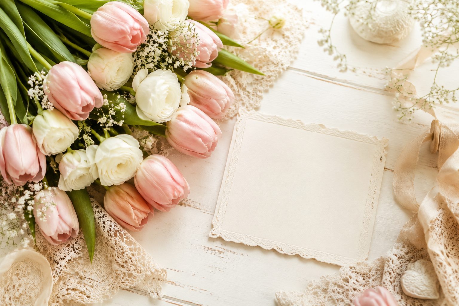 Tulipany i kartka z okazji Dnia Matki