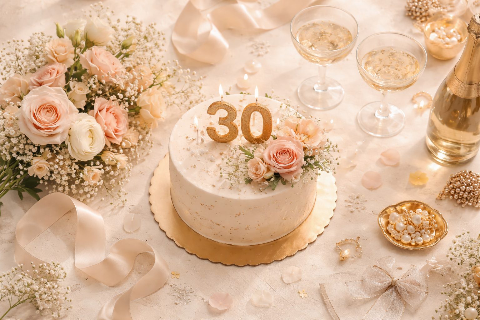 Elegancki tort na 30 urodziny i pastele